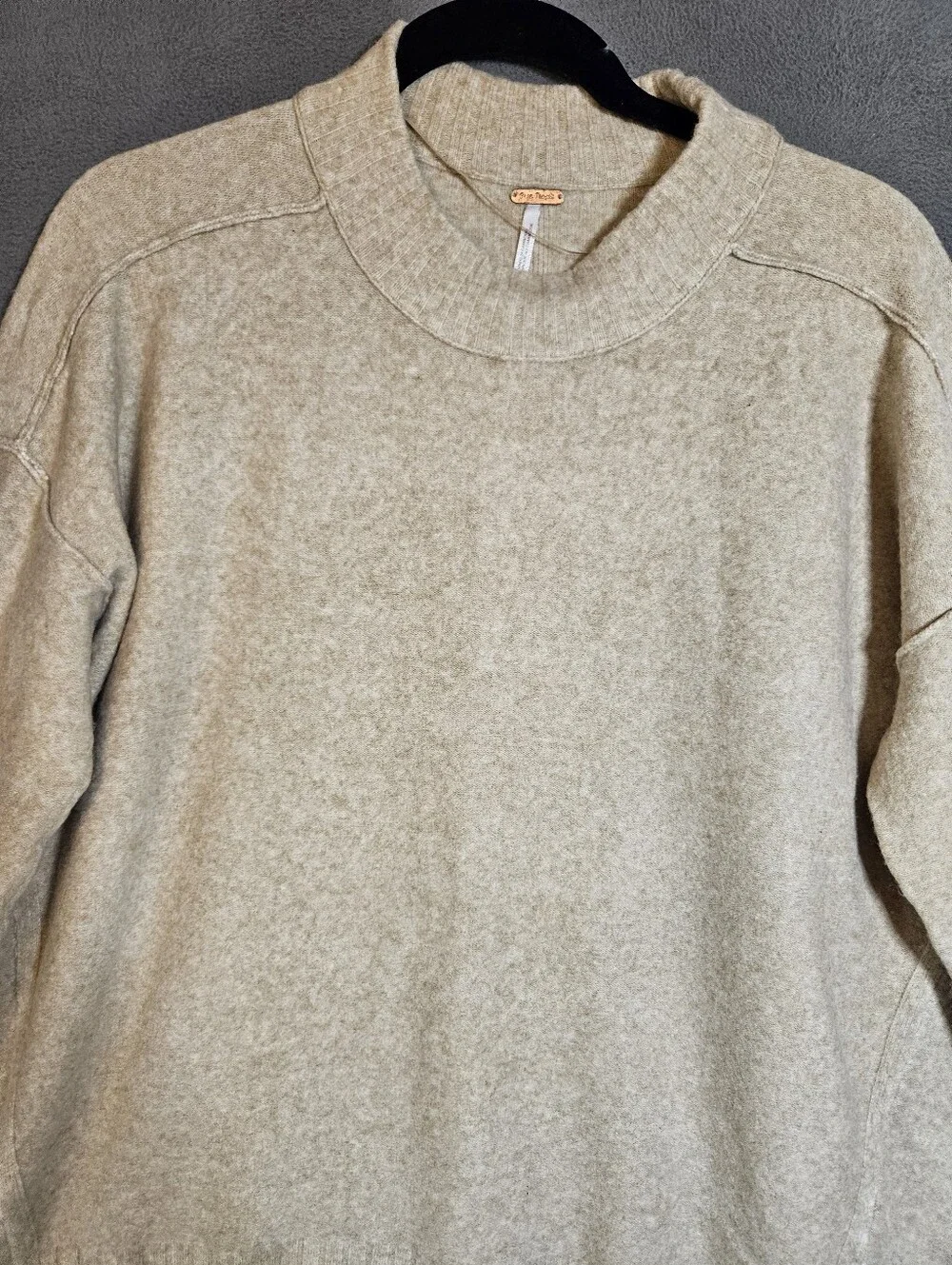 Free People Phoebe Sweater Women XS Top Beige Pullover Boho Oversized Wool Blend
